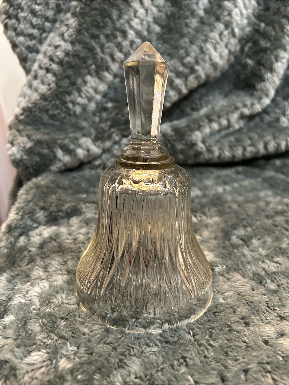 Vintage Pressed Glass Dinner Bell with Faceted Handle